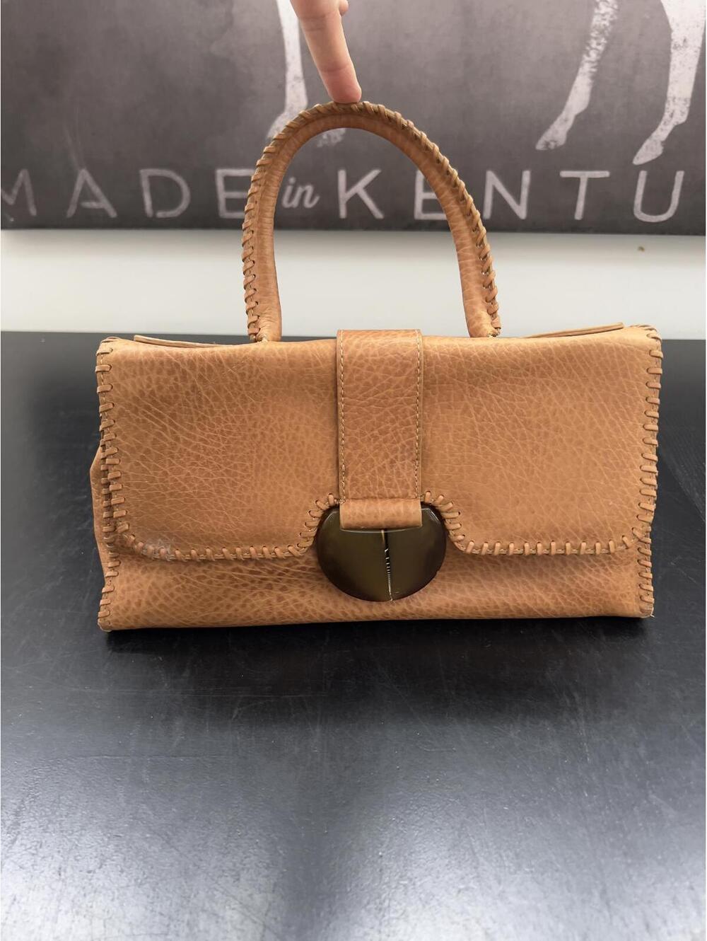 Sandra Roberts Tan Leather Handbag‎ with Top Handle